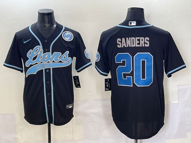 Men 2025 Detroit Lions #20 Sanders Black  joint name 2024 Nike Limited NFL Jersey style 6